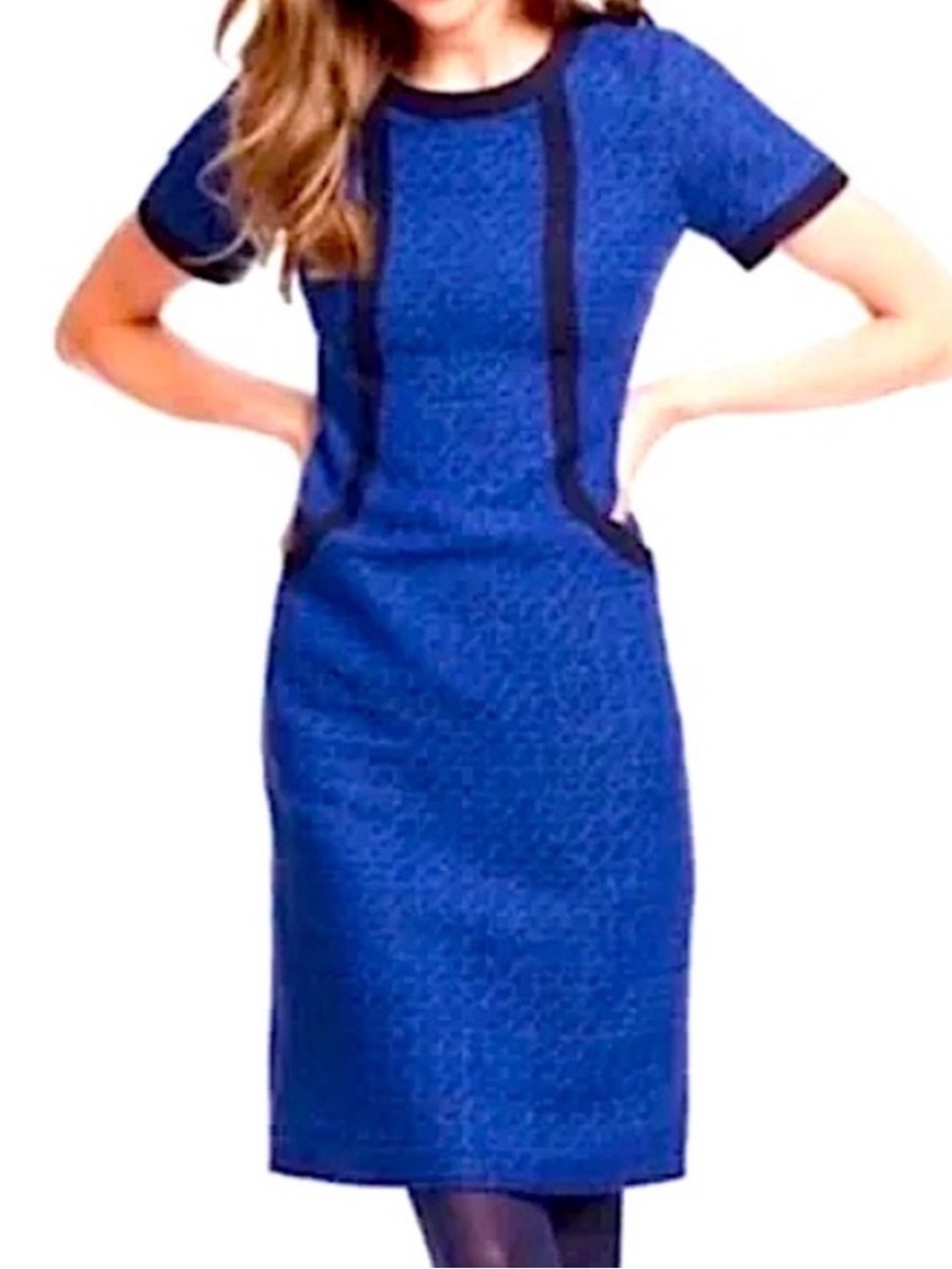 Boden Bryant Blue Sparkle Short-Sleeve Dress - Classic Workwear